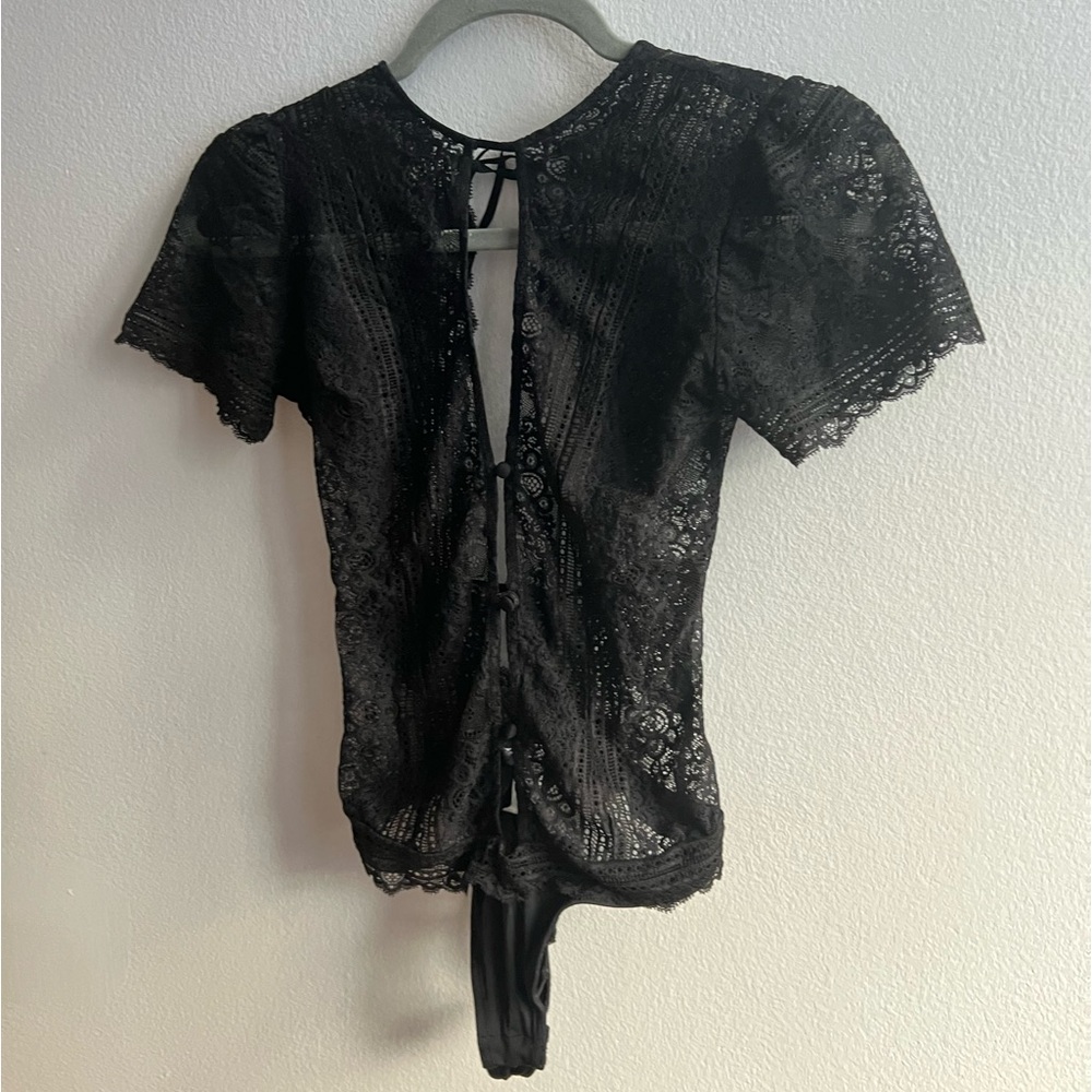 For love and lemons Black lace bodysuit XS